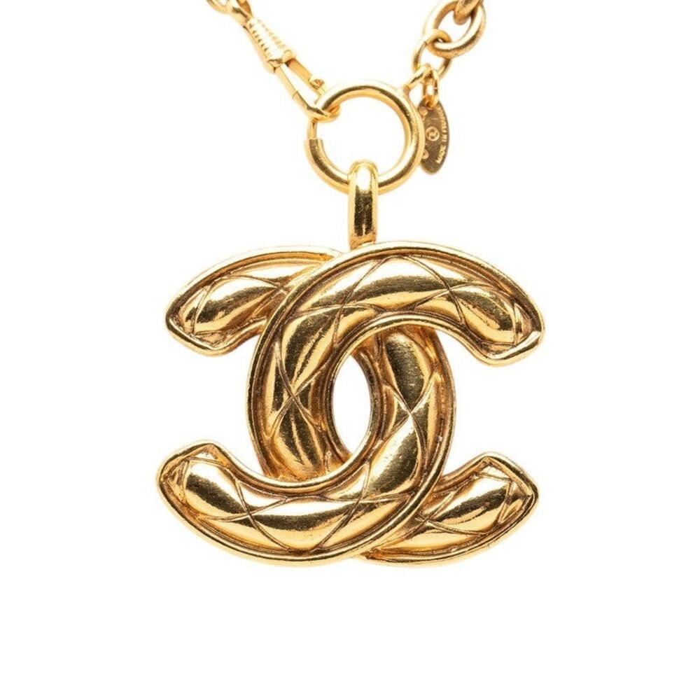 Chanel Matelasse CC Logo Rogue Chain Necklace Gold Plated